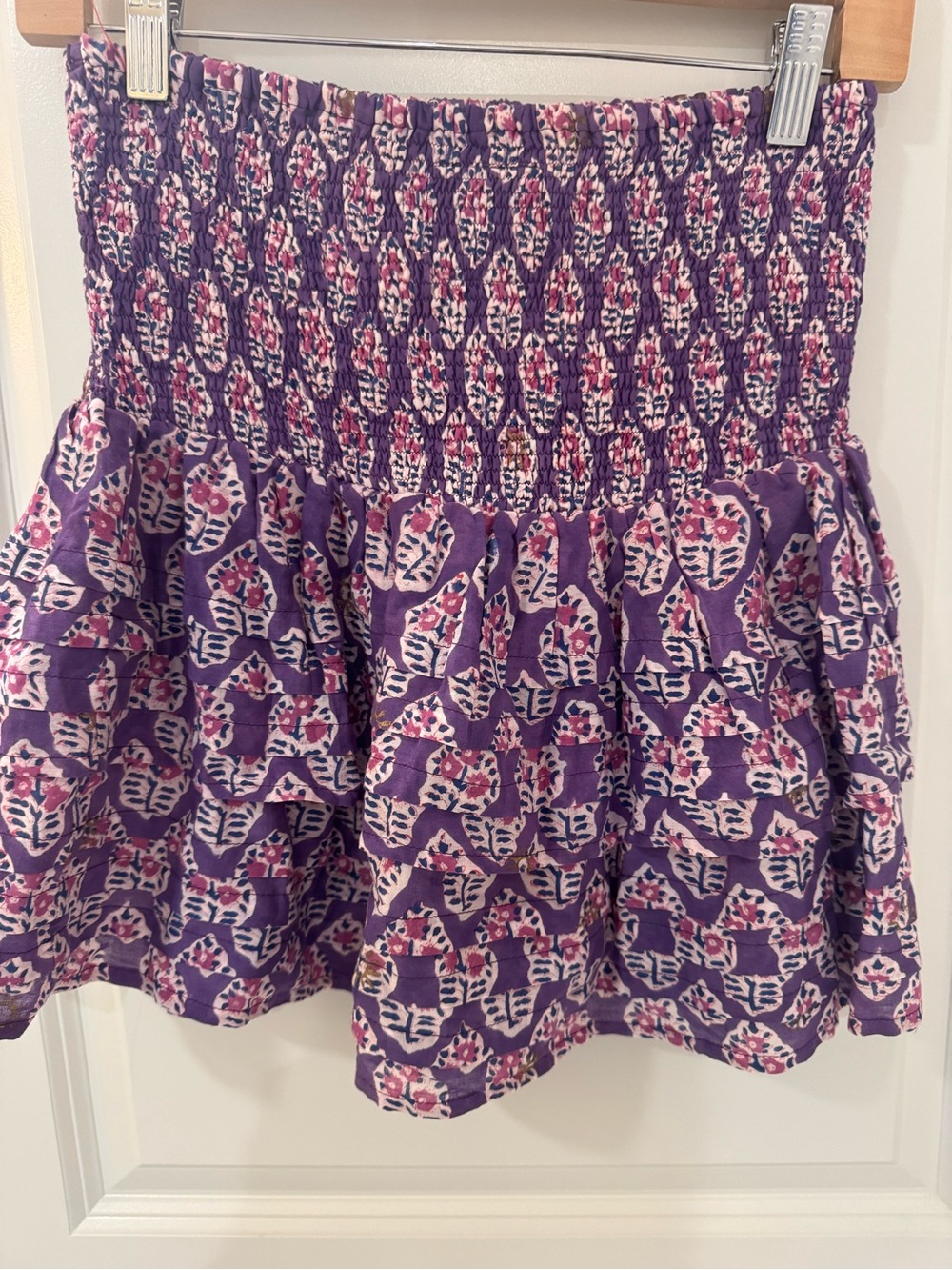 HUNTER BELL Purple Floral Smocked Mini Skirt